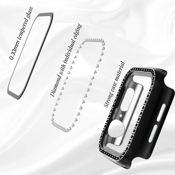 2pk Bling Screen Protector Case Cover For Apple Watch 3/2/1 - 38mm Black Clear - Picture 11 of 12